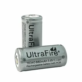 16340 880mAh 3.6V Rechargeable Batteries (2-Pack)