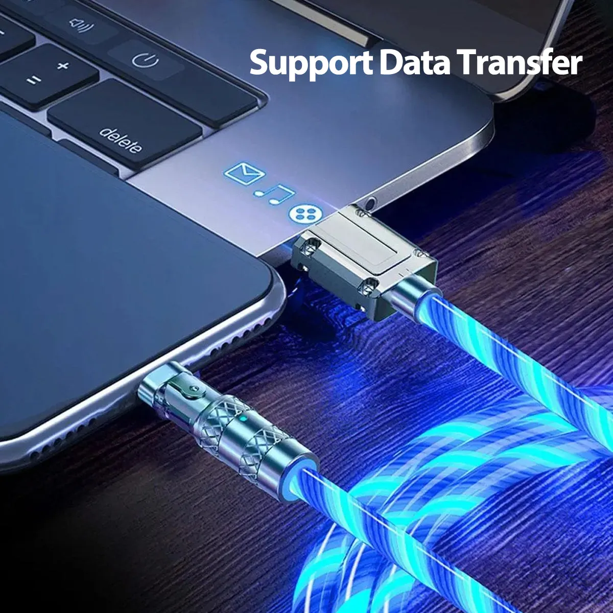 180° Light Up Lightning Cable LED iPhone Charger Cord 3FT,Glowing Light Up Charging Cable