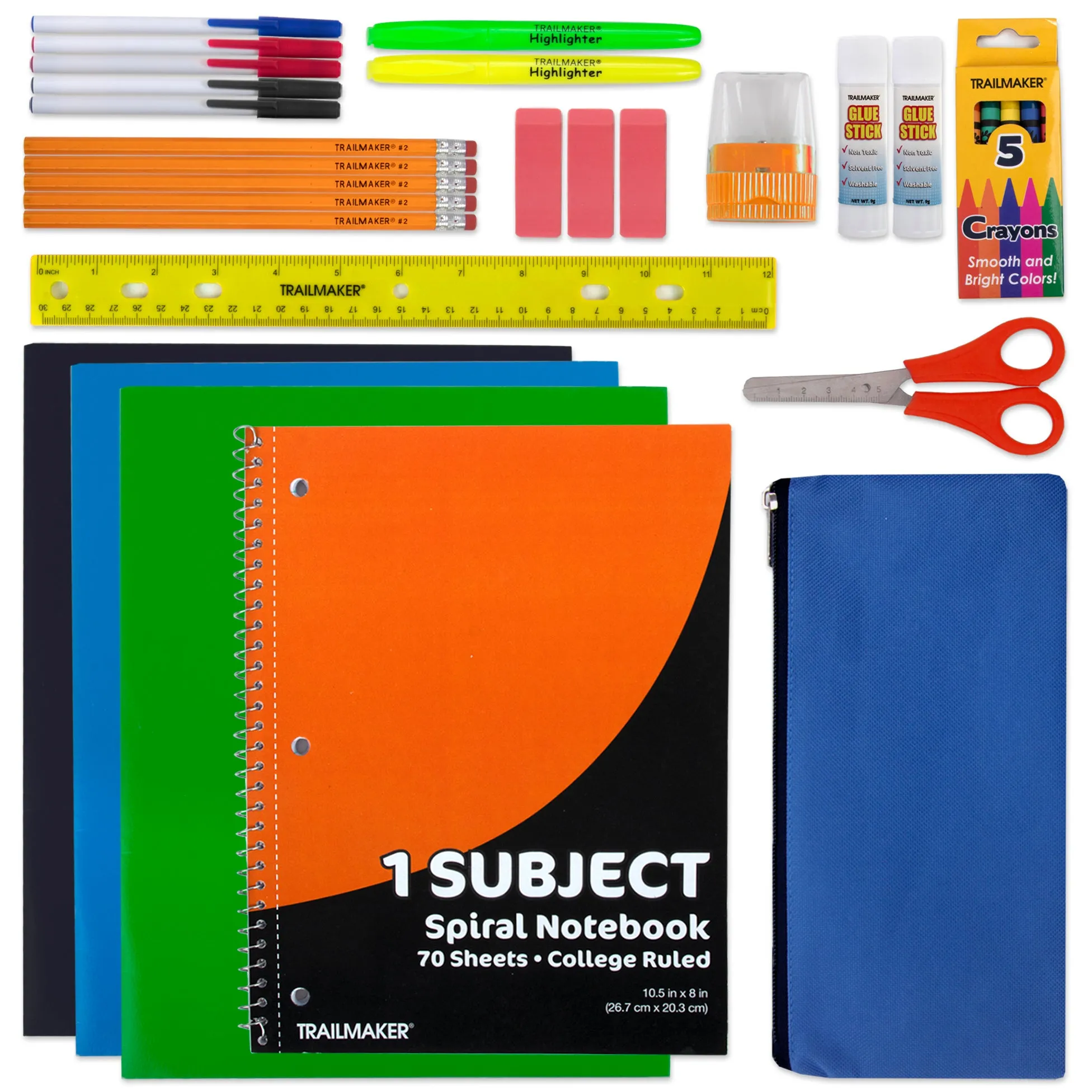 19" Duo Compartment Backpack with 30-Piece School Supply Kit - 4 Colors