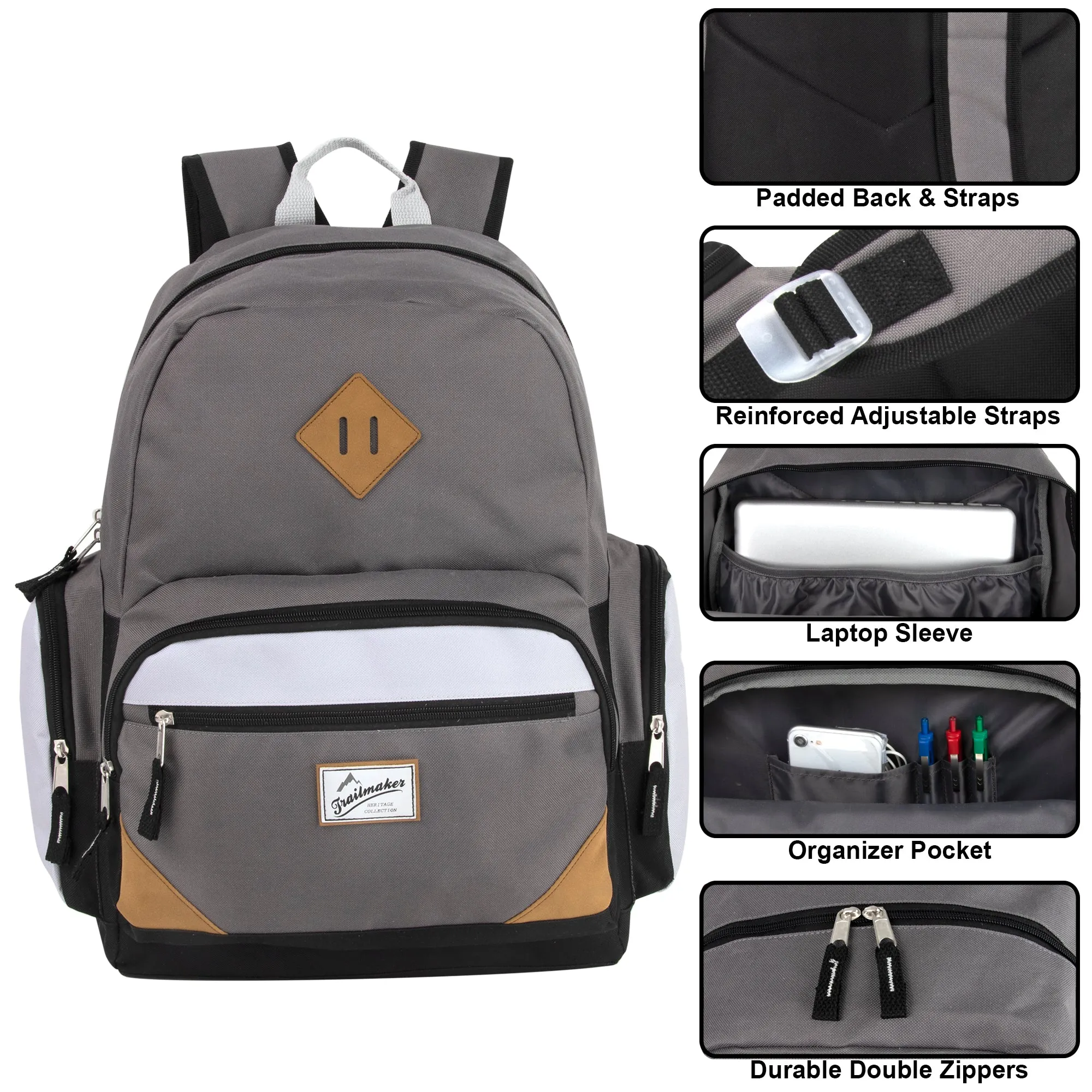 19" Duo Compartment Backpack with 30-Piece School Supply Kit - 4 Colors
