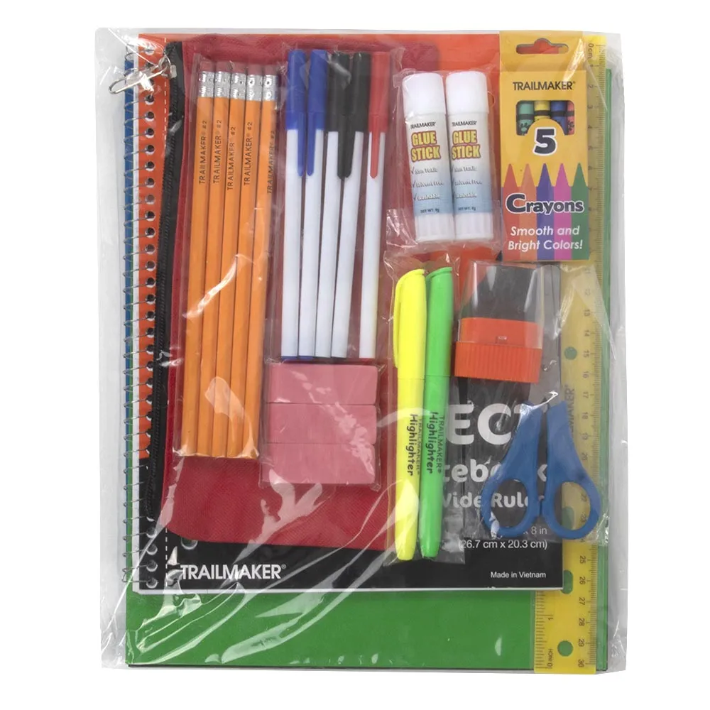 19" Duo Compartment Backpack with 30-Piece School Supply Kit - 4 Colors
