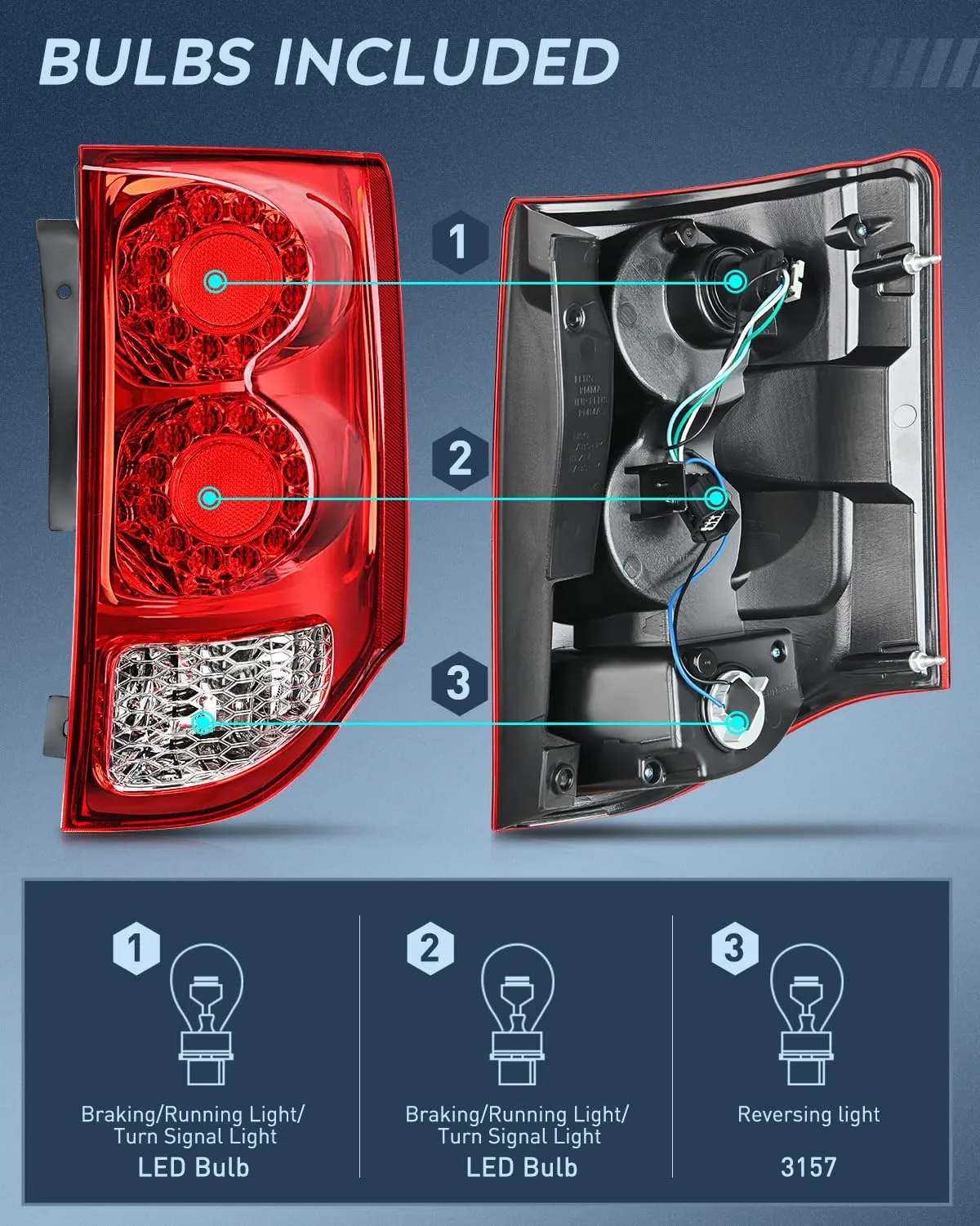 2011-2020 Dodge Grand Caravan Tail light Assembly Rear Lamp Replacement OE Style Passenger Side