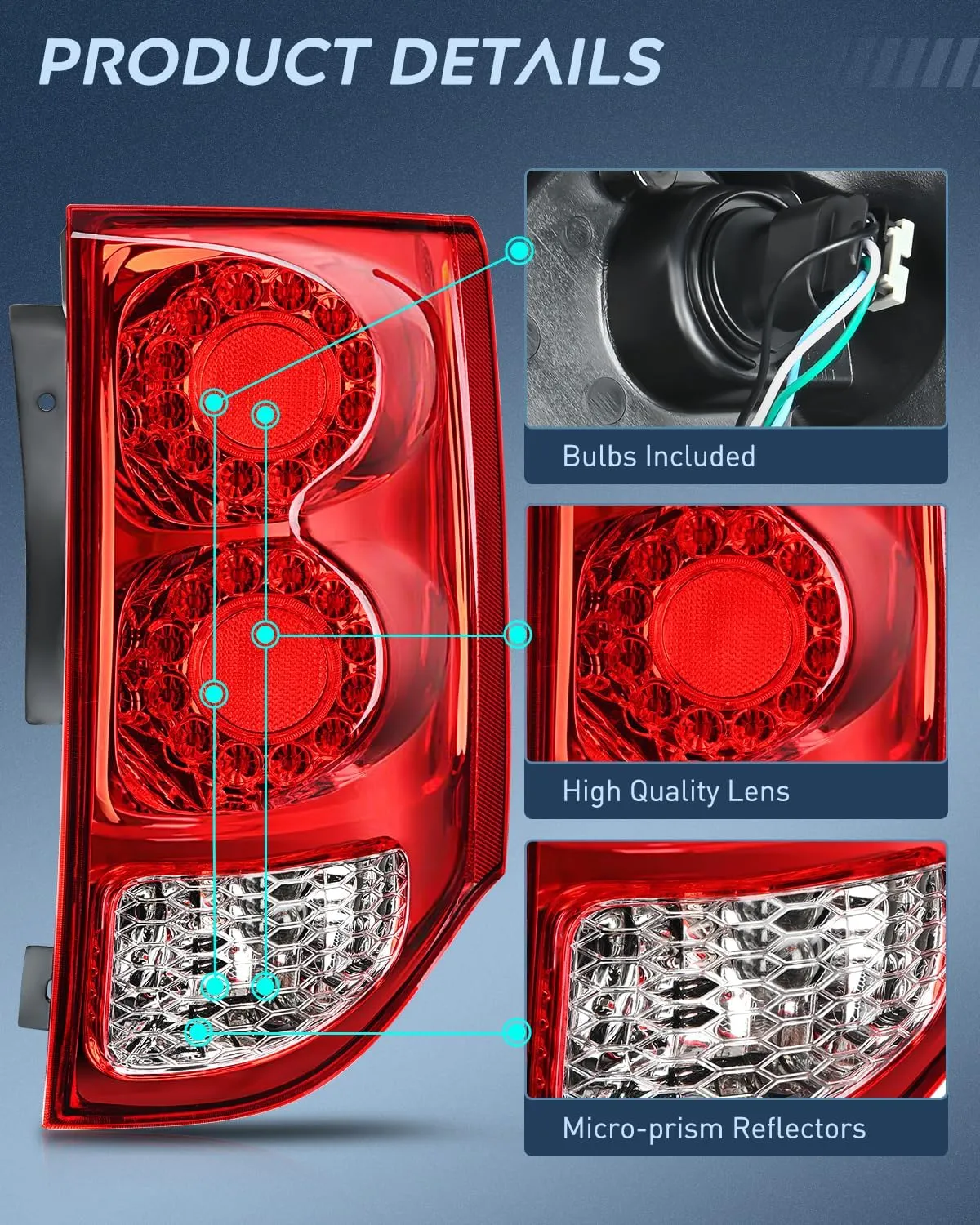 2011-2020 Dodge Grand Caravan Tail light Assembly Rear Lamp Replacement OE Style Passenger Side