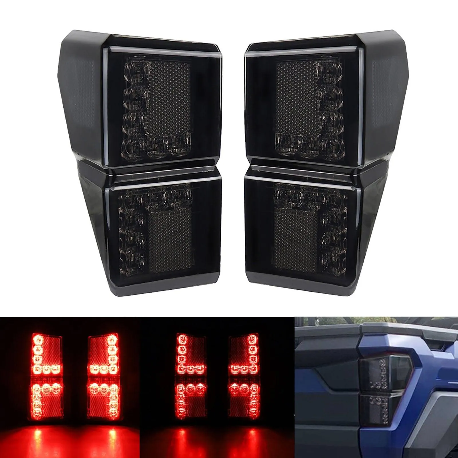 (2pcs/set) Smoked LED Tail Lights Rear Brake Stop Running Lamp for Polaris Ranger 1000 Models 2018 2019 2020 2021 2022, Replace OEM #2413766
