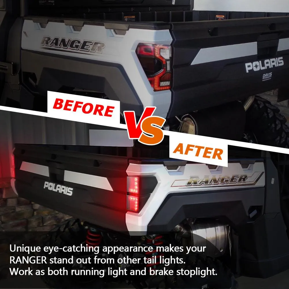 (2pcs/set) Smoked LED Tail Lights Rear Brake Stop Running Lamp for Polaris Ranger 1000 Models 2018 2019 2020 2021 2022, Replace OEM #2413766