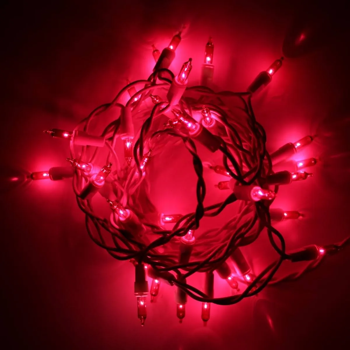 35-bulb Pink Craft Lights, White Wire