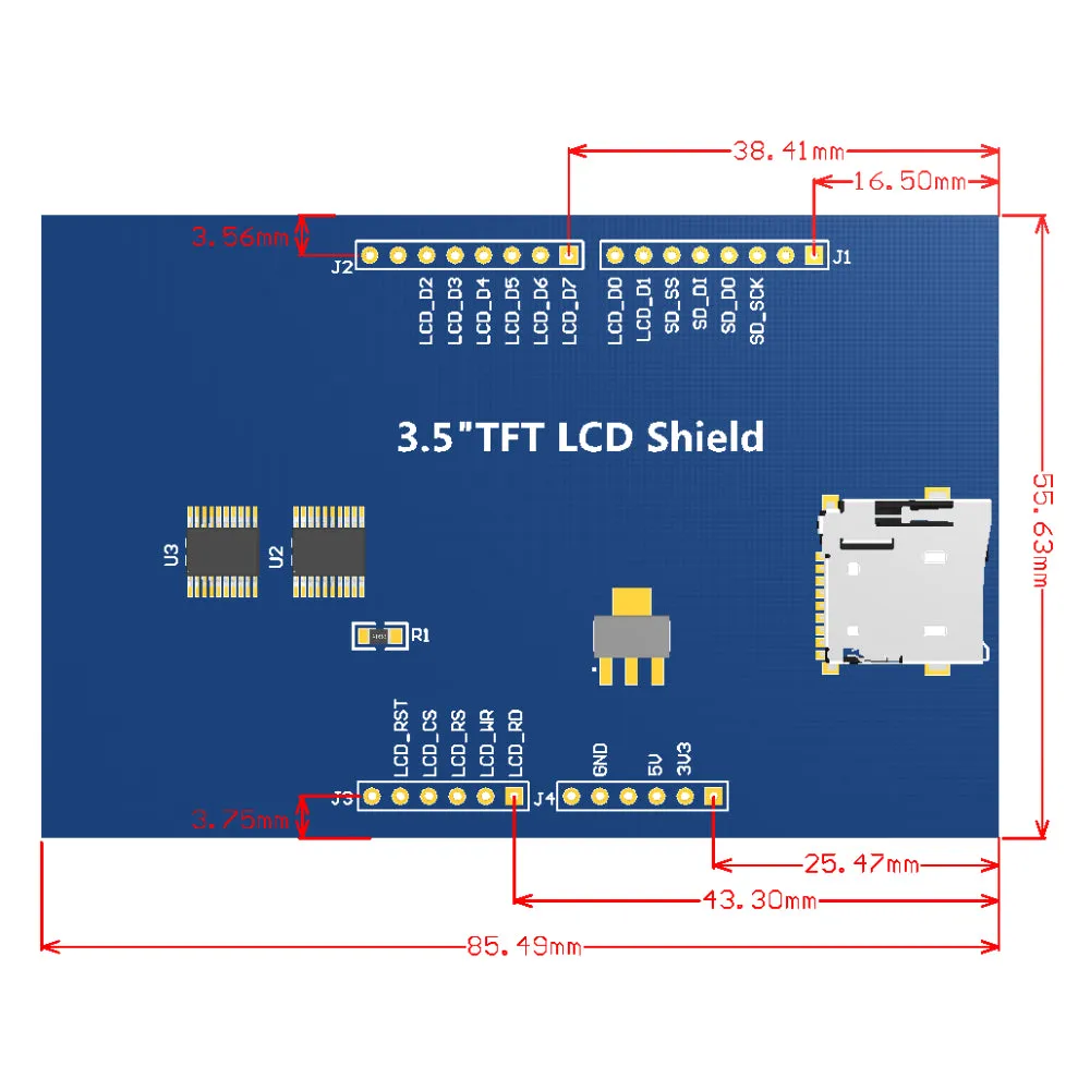 3.5 inch ILI9486 TFT Touch Shield LCD Module 480×320 for Arduino Uno without Touch