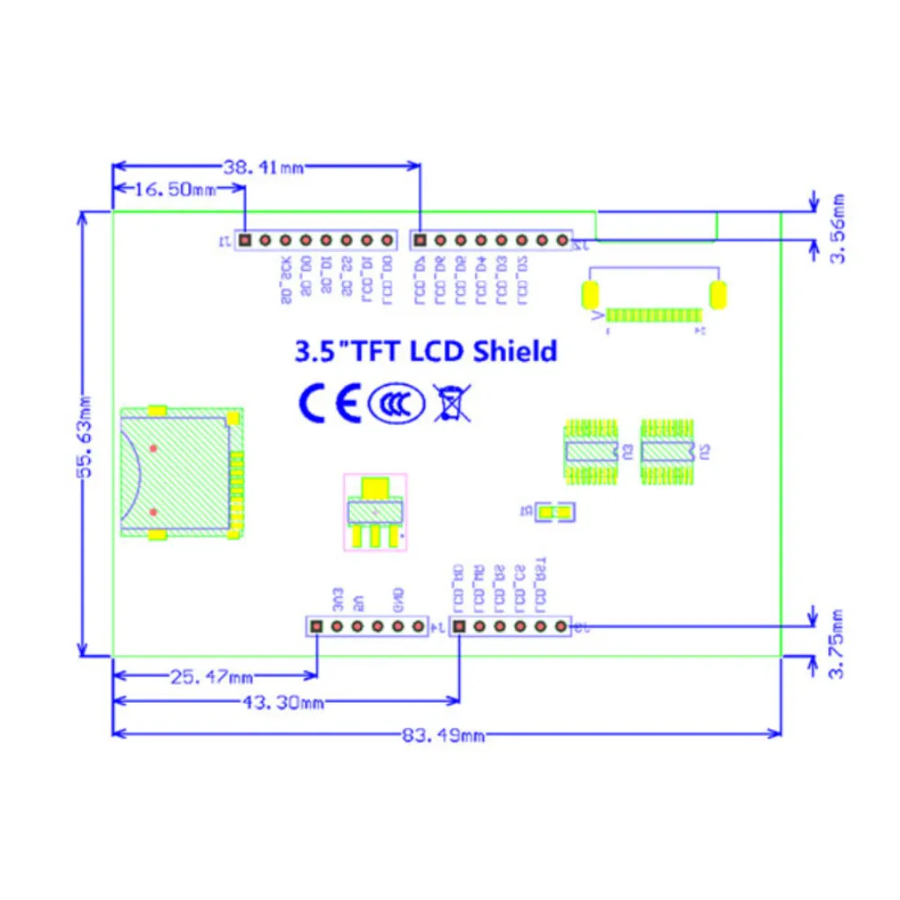 3.5 inch ILI9486 TFT Touch Shield LCD Module 480×320 for Arduino Uno without Touch