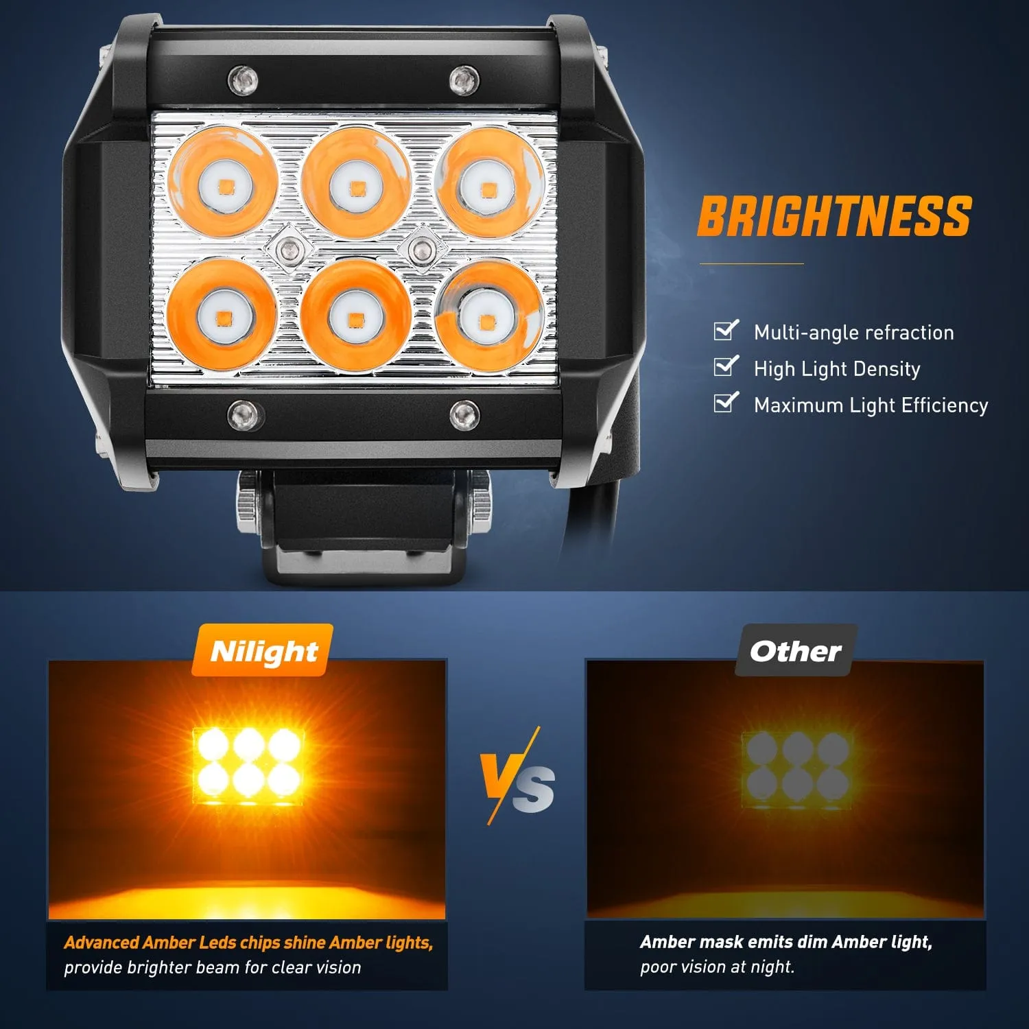 4 Inch 18W ?Amber Beam LED Light Pods (Pair)