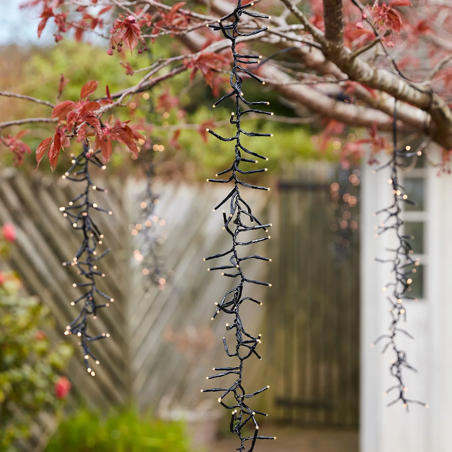 6 Warm White Cascading Outdoor Cluster Lights