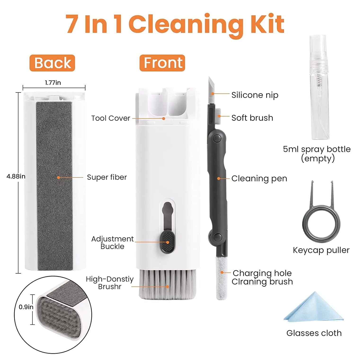 7-in-1 Cleaner Kit For Airpods - Cleaner Set For Earphones, Neckbands, Earbuds, TWS & Headphones.