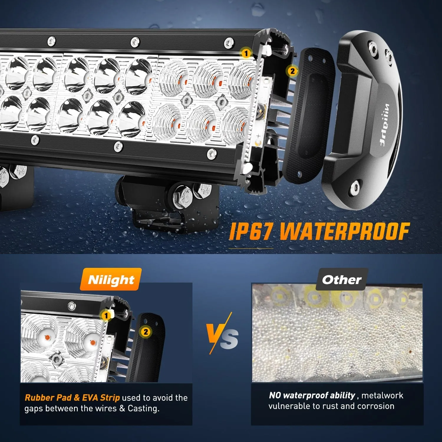 72W 12Inch Spot Flood Combo Led Light Bar- Red Beam
