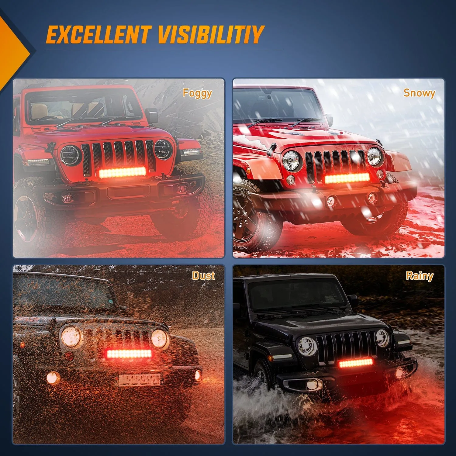 72W 12Inch Spot Flood Combo Led Light Bar- Red Beam