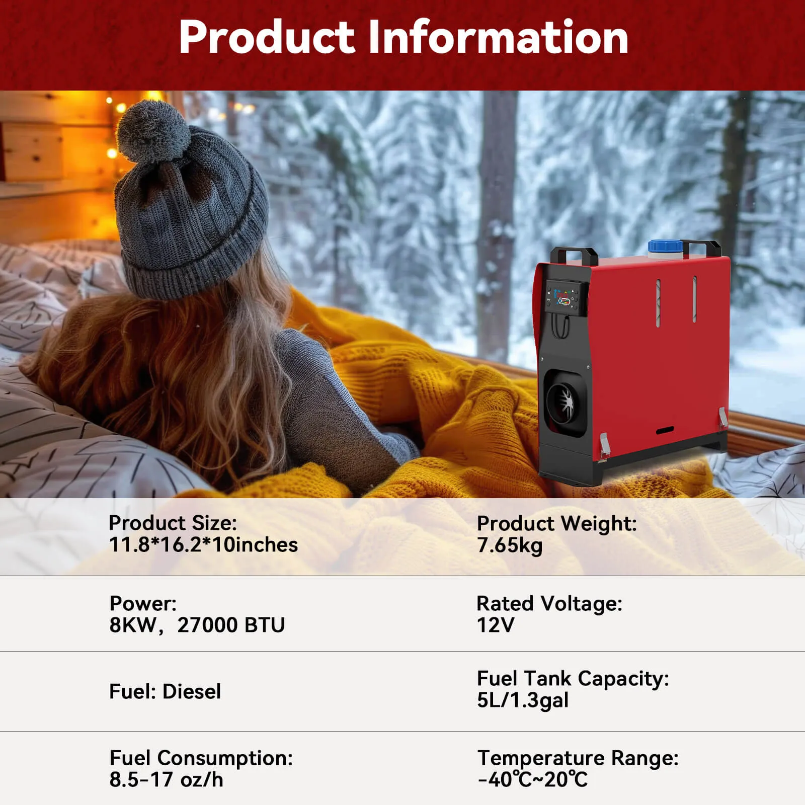 8KW Diesel Heater All in One with Remote Control and LCD Display GH003