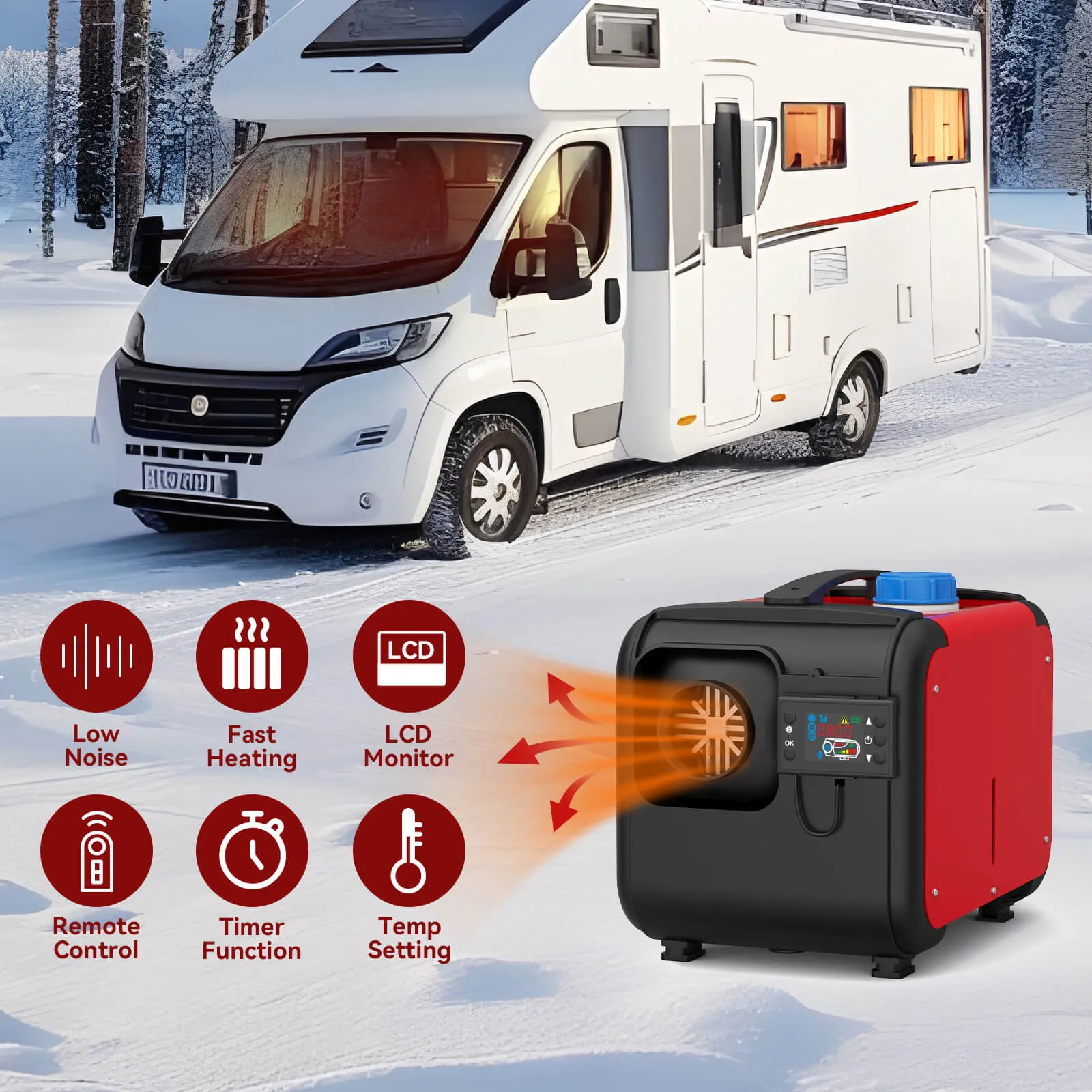 8KW Diesel Heater All in One with Remote Control and LCD Display GH003