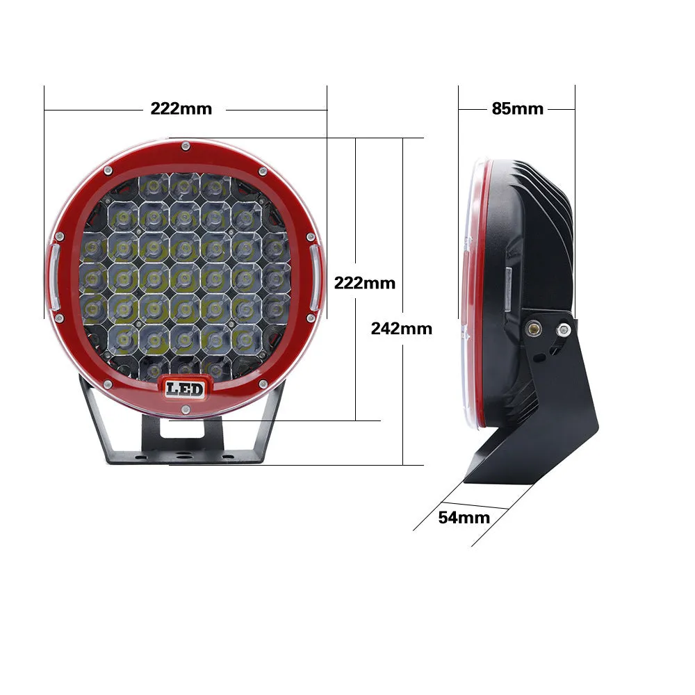 9inch 185w  LED  Driving  Light  Round  Spotlight  Bar  Offroad