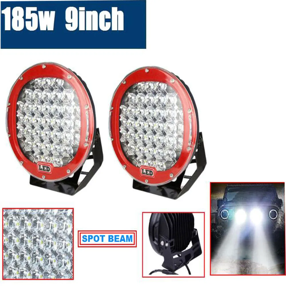 9inch 185w  LED  Driving  Light  Round  Spotlight  Bar  Offroad