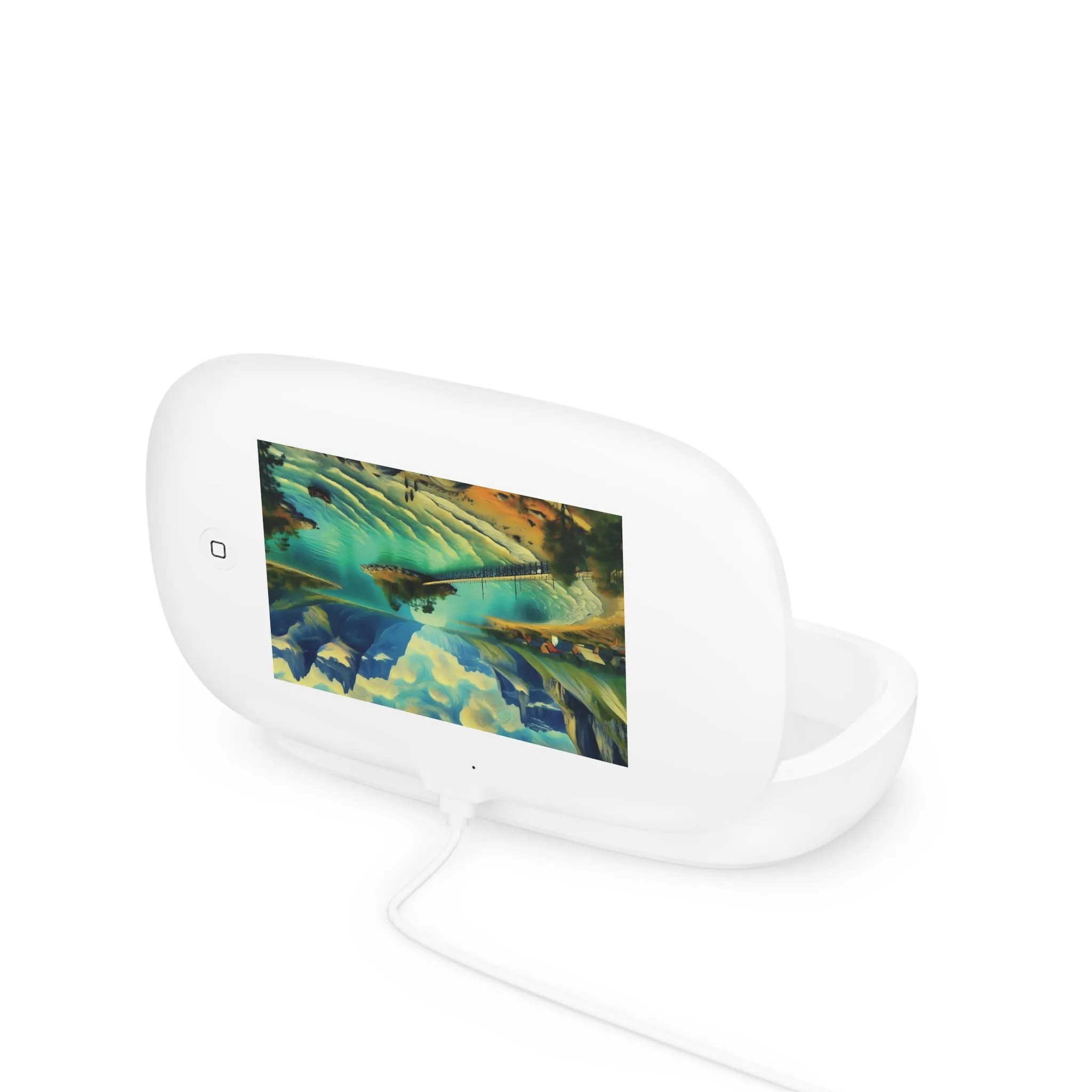 A clear lake among the mountains UV Phone Sanitizer and Wireless Charging Pad