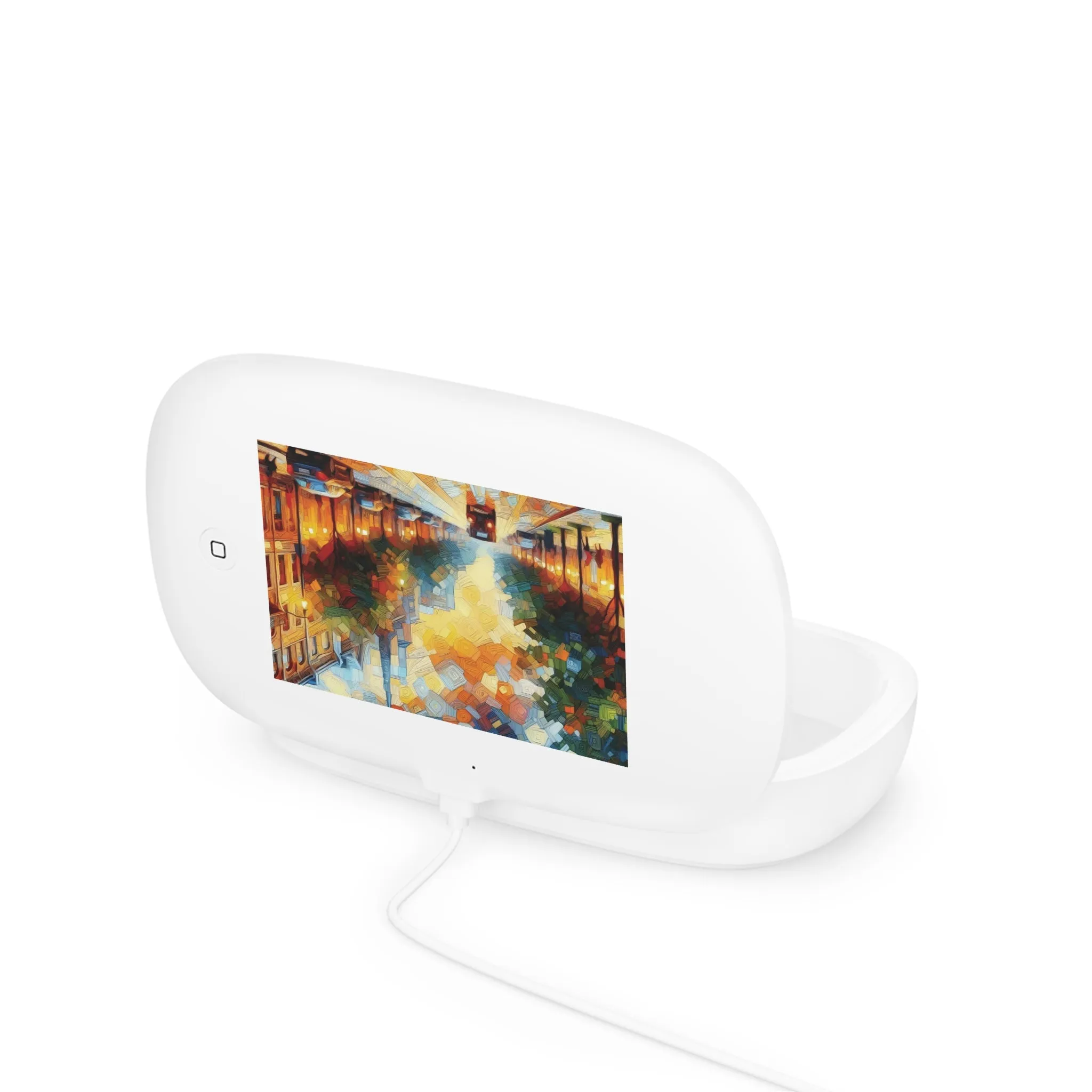 A lively evening on the city street UV Phone Sanitizer and Wireless Charging Pad