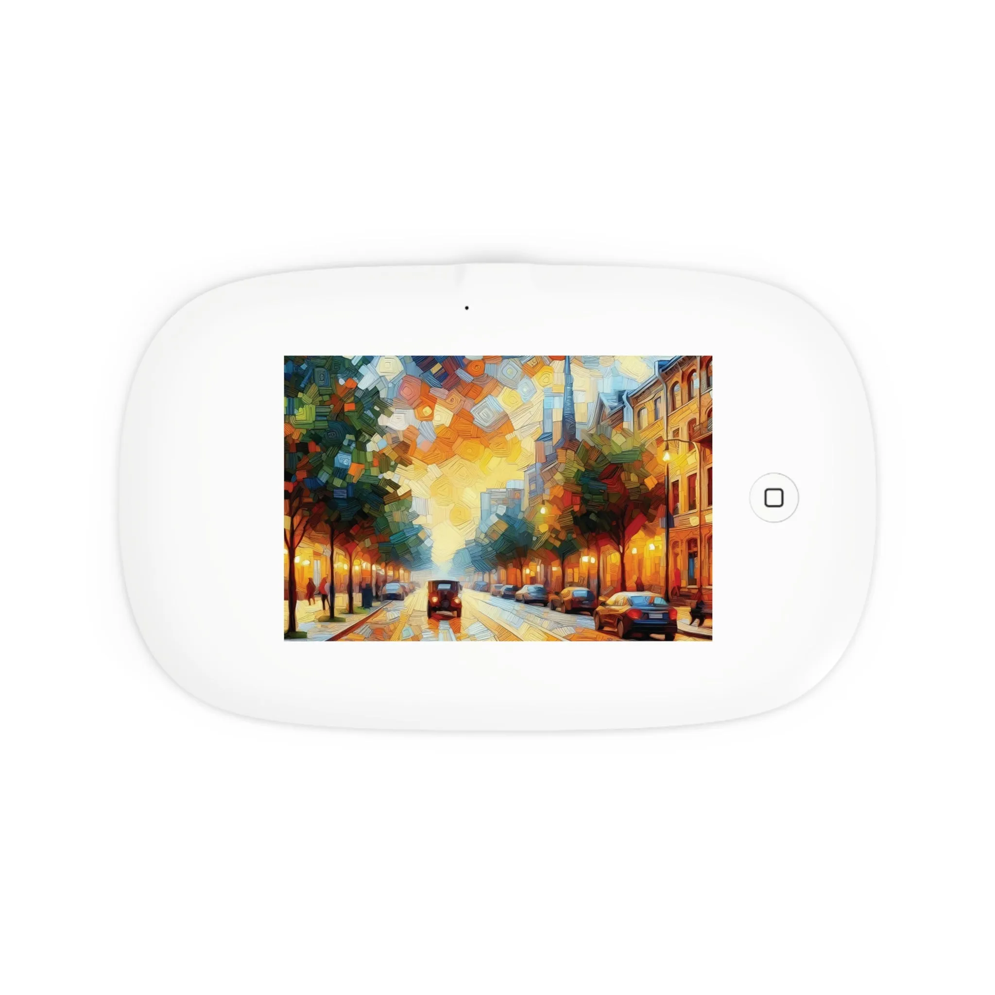 A lively evening on the city street UV Phone Sanitizer and Wireless Charging Pad