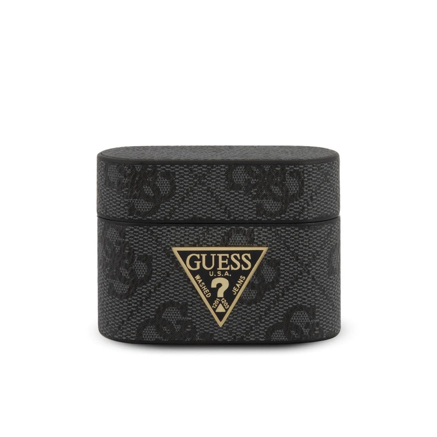 Airpods Pro - PU Leather Gray 4G Round Shape With Metal Logo - Guess