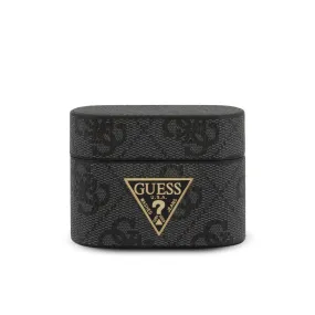 Airpods Pro - PU Leather Gray 4G Round Shape With Metal Logo - Guess