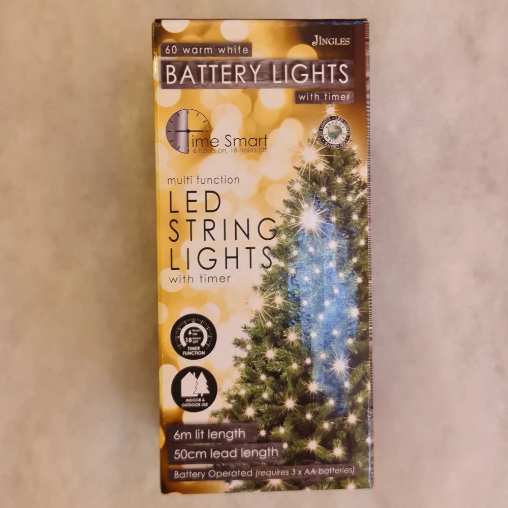 Battery Christmas lights - set of 60 warm white