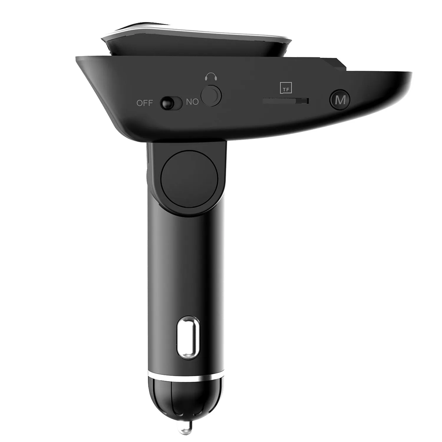 Car FM Transmitter with Wireless Earpiece 2 USB Charge Ports