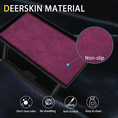 Center Screen Hidden Storage Tray/Organizer for Tesla Model 3 & Y (Wine Red)