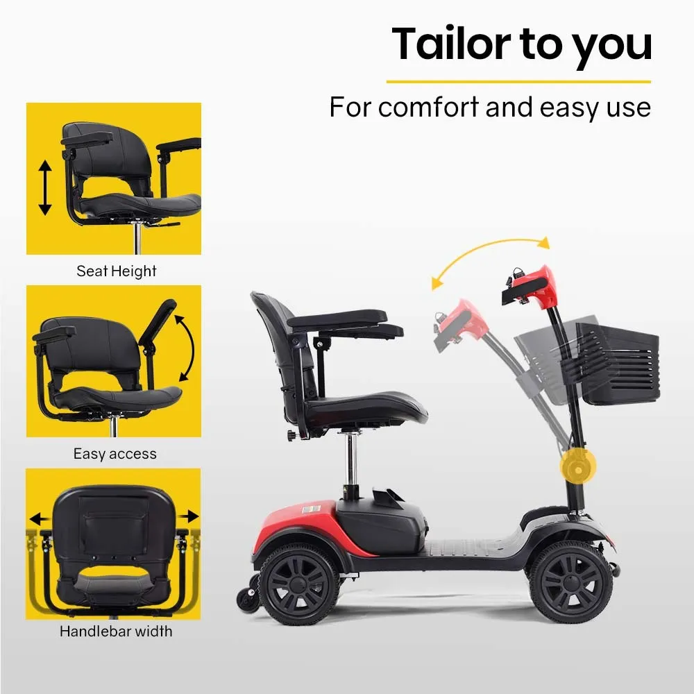 Compact Electric Mobility Scooter, Anti-Tip, 120kg Capacity, Equipmed