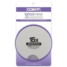 CONAIR - 15x Magnification Lighted Suction Cup Mirror - 1 Mirror