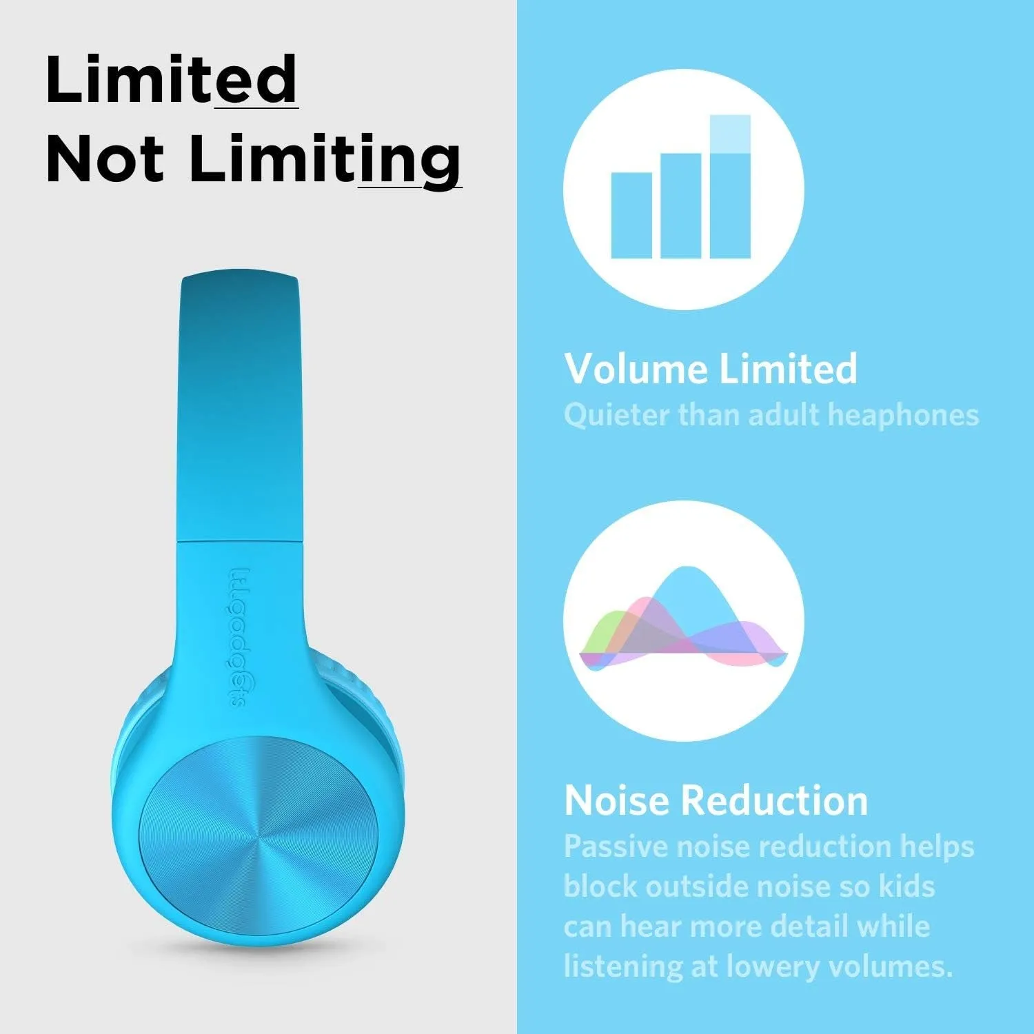 Connect  Pro Kids Headphones with Cord - Designed with Kids' Comfort in Mind, Foldable Over-Ear Headset with In-Line Microphone, Kids Wired Headphones for School, Blue
