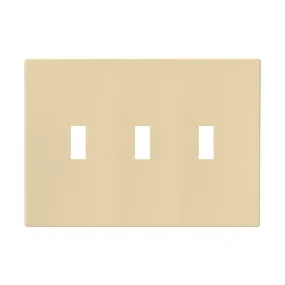 Cooper Wiring Devices 3-Gang Screwless Toggle Switch Mid Size Wall Plate, Ivory