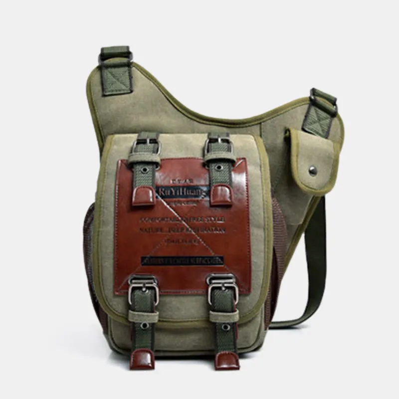 Crossbody Bag For Men Retro Multifunctional Canvas Daily Messenger Bag