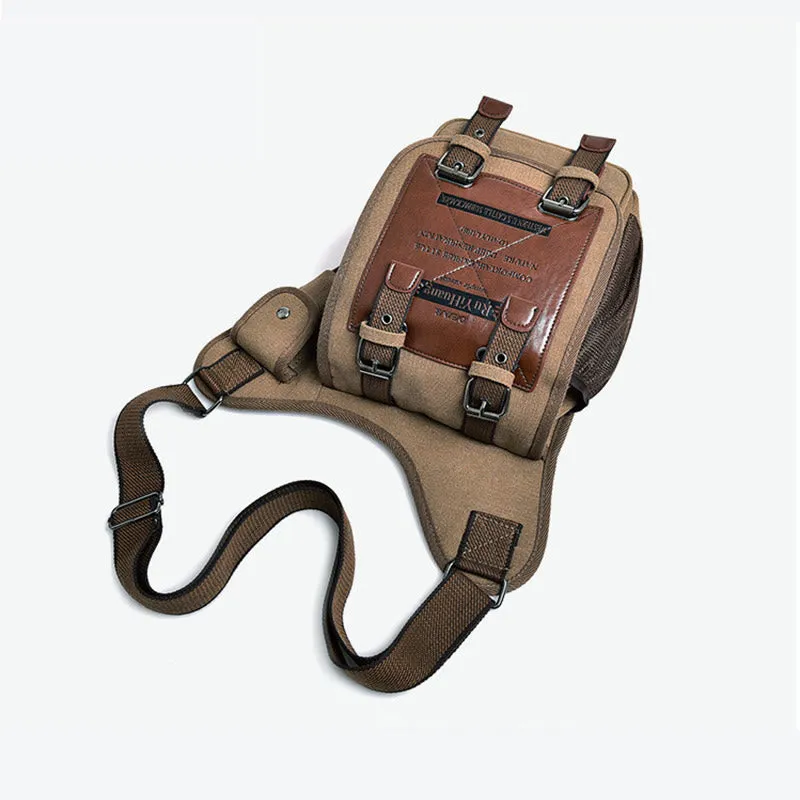 Crossbody Bag For Men Retro Multifunctional Canvas Daily Messenger Bag