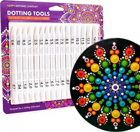 Dotting Tools for Painting Mandalas -  - 16Pc Double Ended Super Set for Mandala Dot Art - Includes Stylus - Unique Ellipse Tool - for Painting Rocks DIY Stone Craft and Canvas