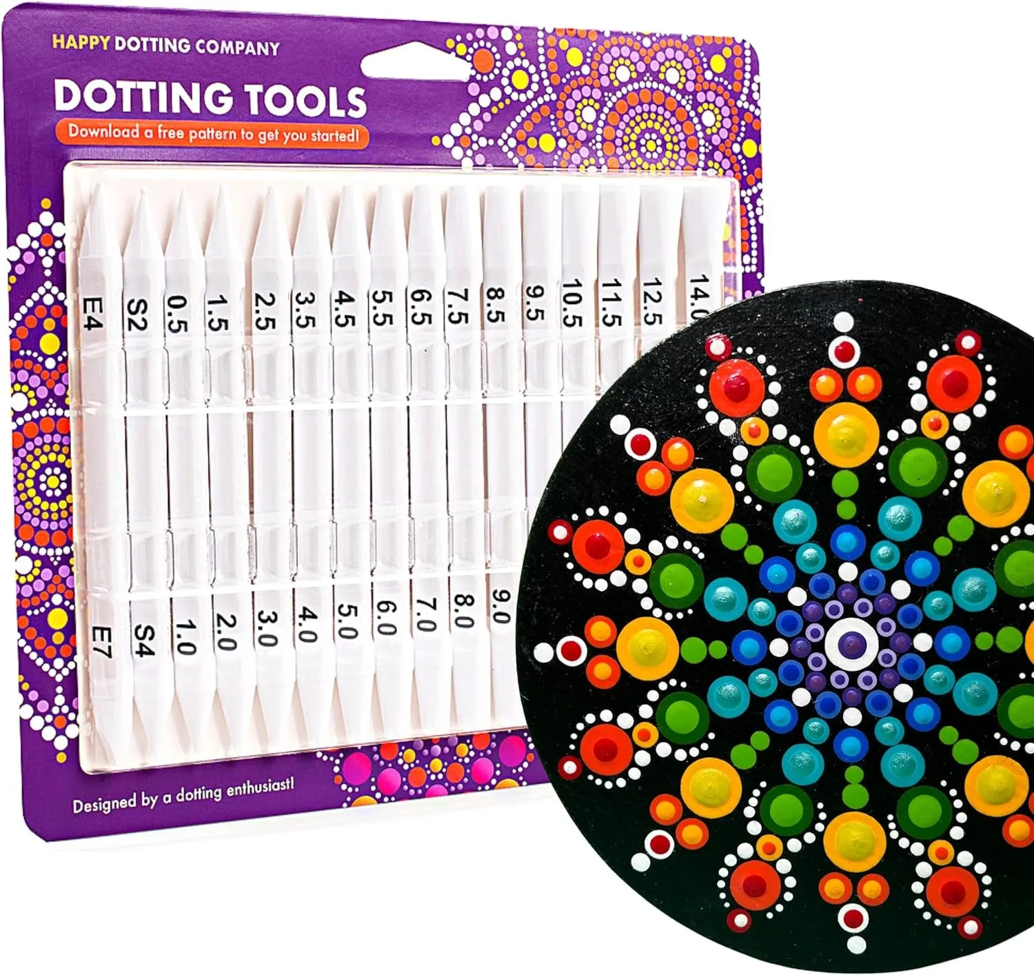 Dotting Tools for Painting Mandalas -  - 16Pc Double Ended Super Set for Mandala Dot Art - Includes Stylus - Unique Ellipse Tool - for Painting Rocks DIY Stone Craft and Canvas