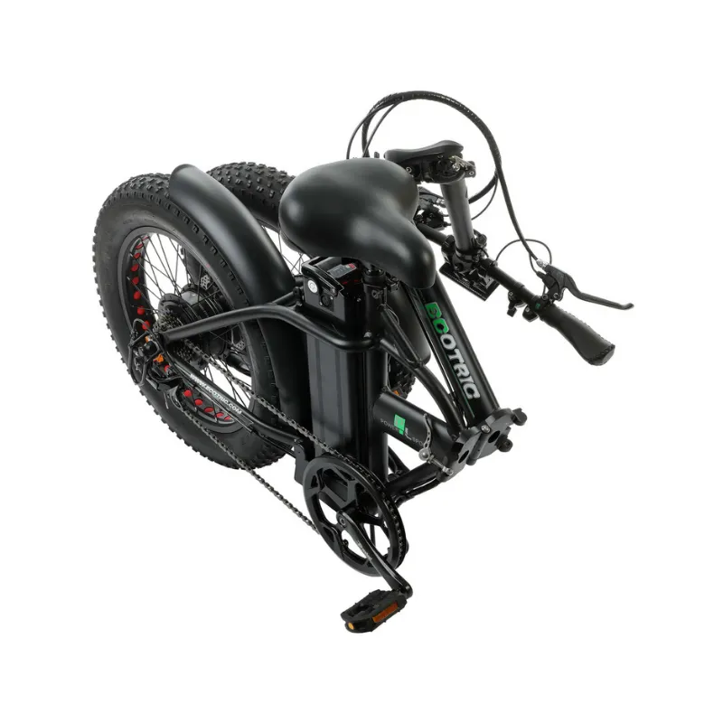 Ecotric Fat Tire Folding Electric Bike with LCD Display, 48V/12.5Ah, 500W - Matte Black