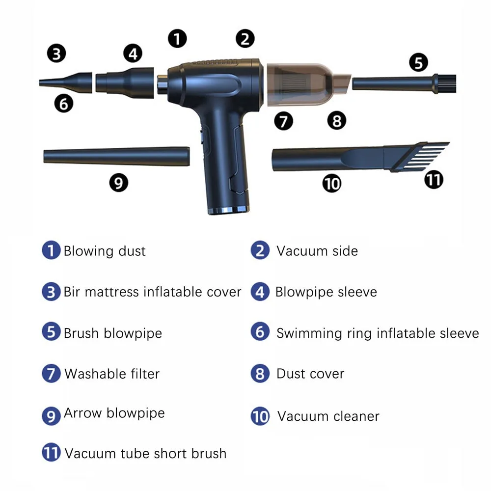 Electric Cordless Air Duster Car Vacuum Cleaner Keyboard Cleaner Blower