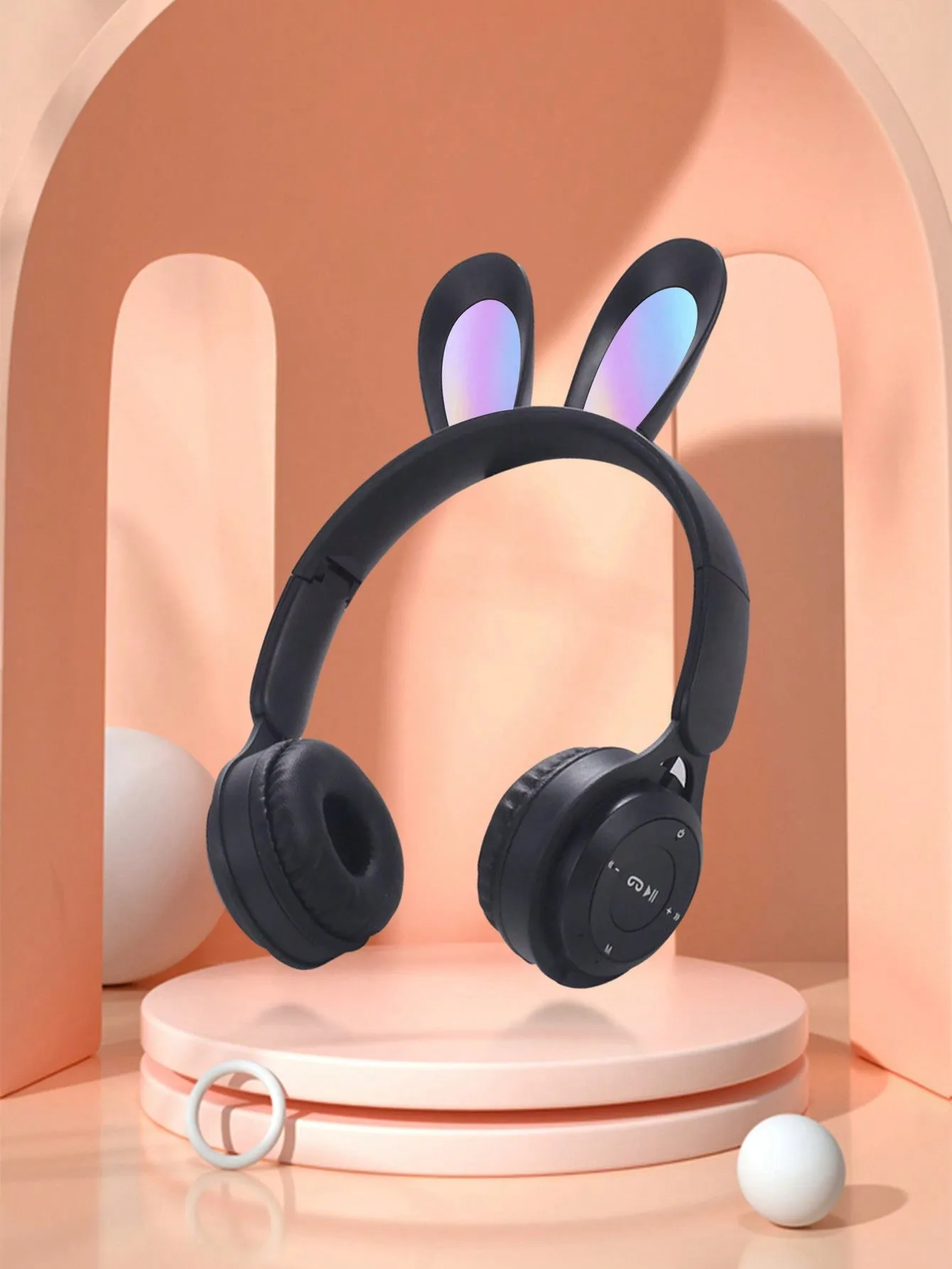 Flashing RGB Lighting Effects Cat Ears Wireless Headphones Long Lasting Colorful Wireless Headphones