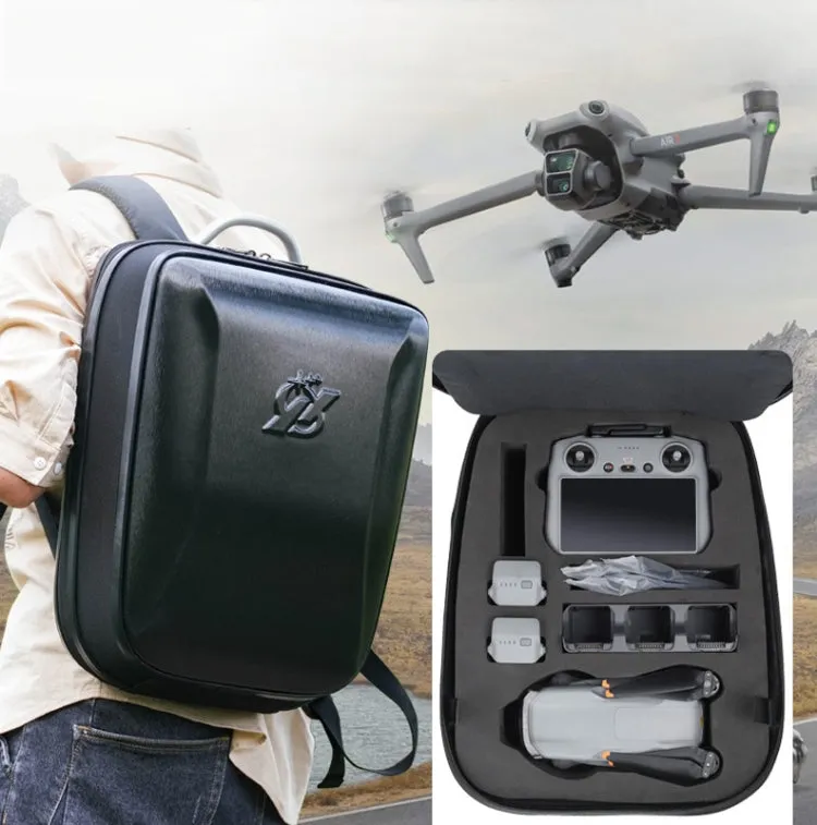 For DJI AIR 3 Hard Shell Storage Bag Portable Protective Backpack(Blue)