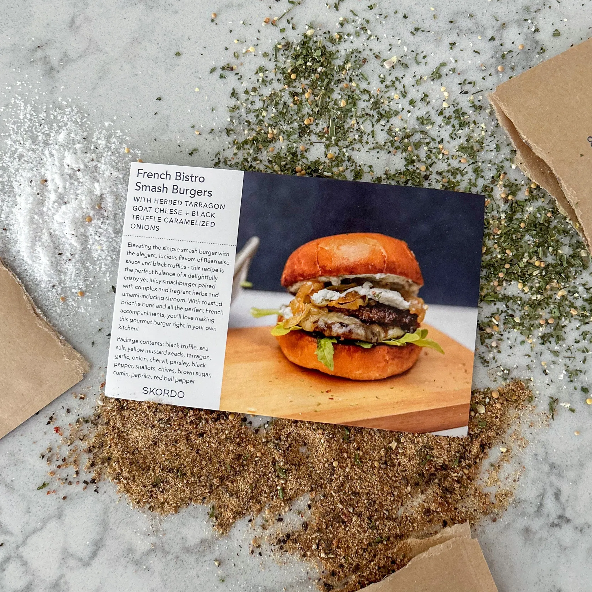 French Bistro Smash Burgers with Tarragon   Black Truffle Recipe Kit