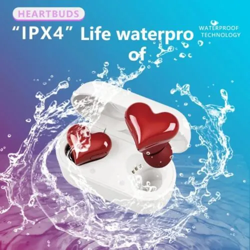 Heart Shaped True Wireless Earbuds Bluetooth 5.3 Headphones Earphones Headset US