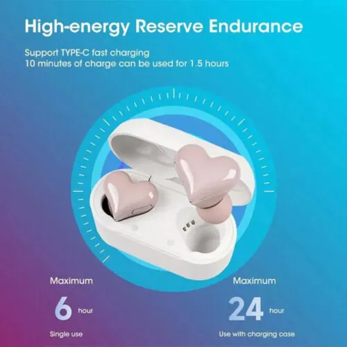 Heart Shaped True Wireless Earbuds Bluetooth 5.3 Headphones Earphones Headset US