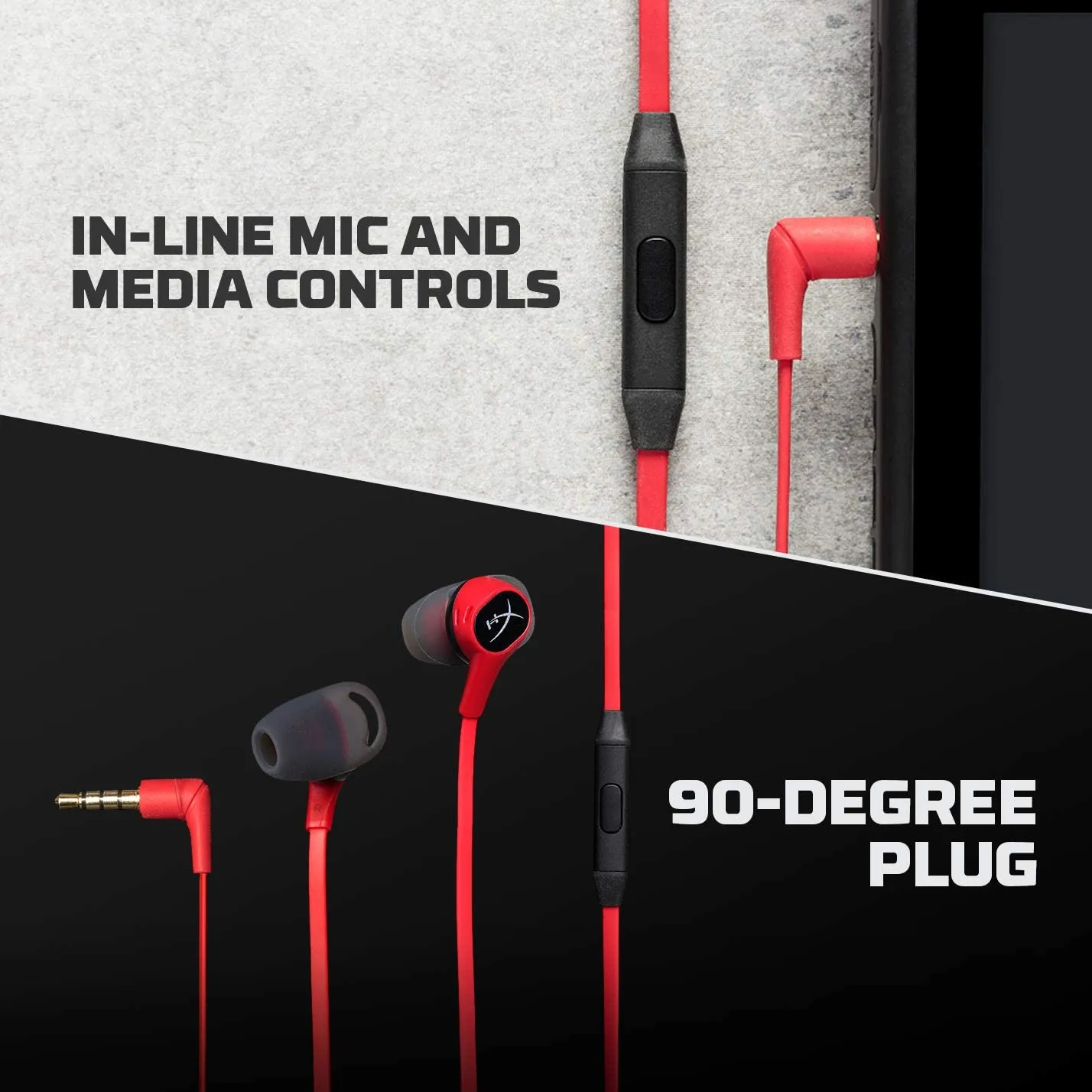 HyperX HX-HSCEB-RD Cloud Earbuds, Gaming Headphones with Mic for Nintendo Switch and Mobile Gaming