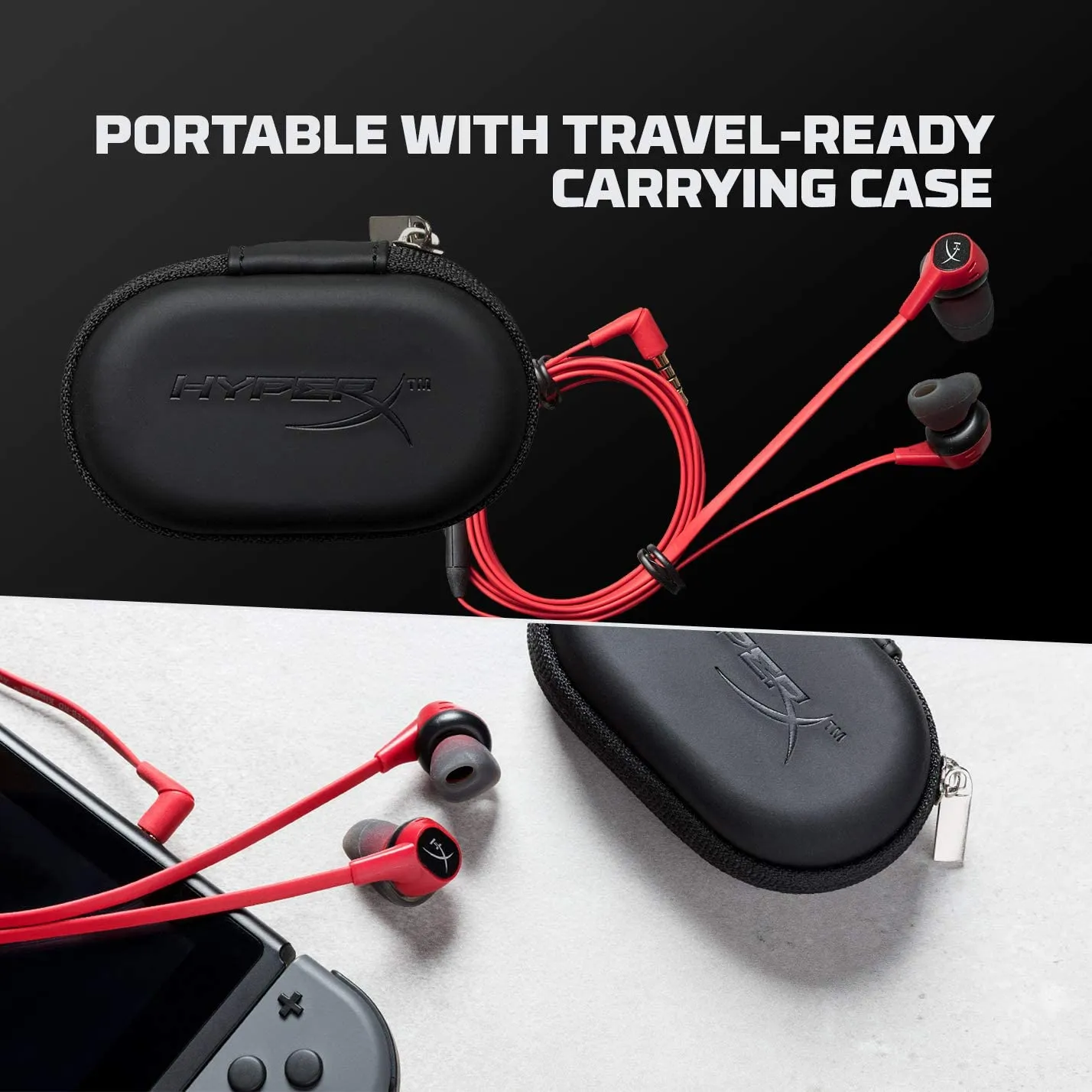 HyperX HX-HSCEB-RD Cloud Earbuds, Gaming Headphones with Mic for Nintendo Switch and Mobile Gaming