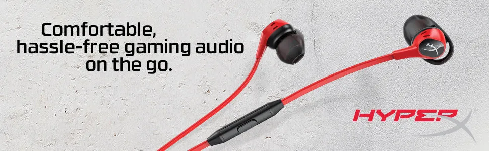 HyperX HX-HSCEB-RD Cloud Earbuds, Gaming Headphones with Mic for Nintendo Switch and Mobile Gaming