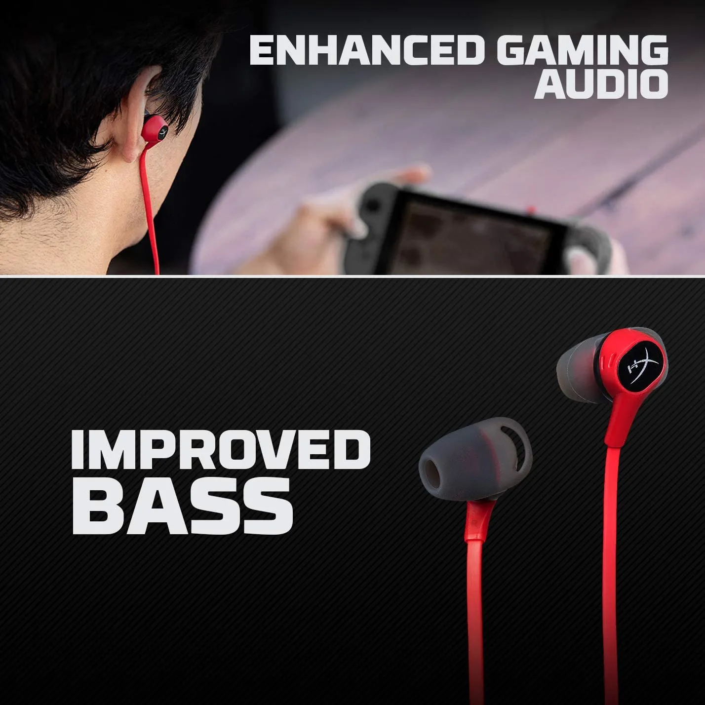 HyperX HX-HSCEB-RD Cloud Earbuds, Gaming Headphones with Mic for Nintendo Switch and Mobile Gaming