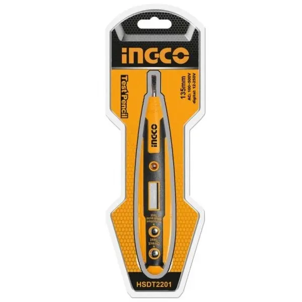 Ingco Test Pencil Hsdt2201, Test Screwdriver Circuit Tester Electric Test Pen Screwdriver Digital Display Test Pencil - Corded Electric, Black