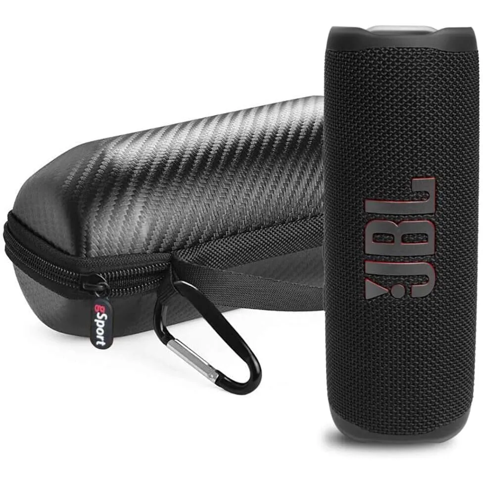 JBL FLIP 6 Waterproof Portable Speaker Bundle with gSport Carbon Fiber Case (Black)  (Refurbished)